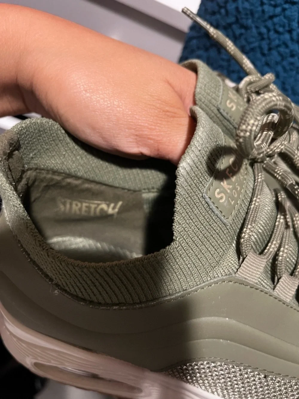 Skechers LA Women’s Olive Green Mesh Lace-Up Sneakers - Picture 6 of 6